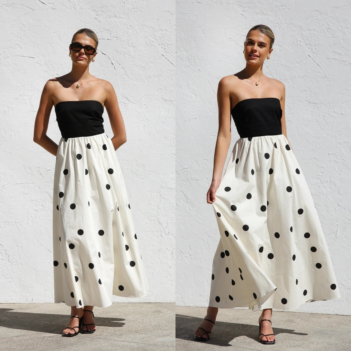 Polka Dot Print A-Line Sun Dress