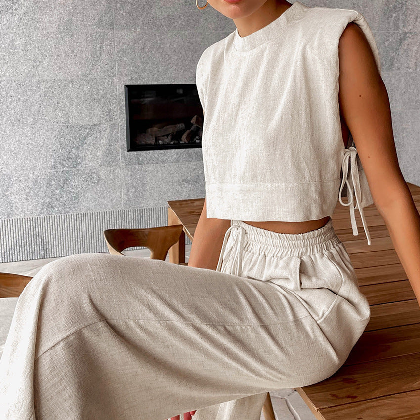 Women's Two Piece Linen Top and Trouser