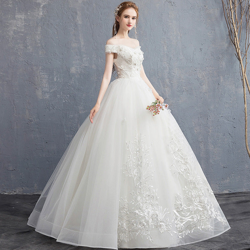 Traditional Wedding Dress with Quarter Length Lace Sleeves