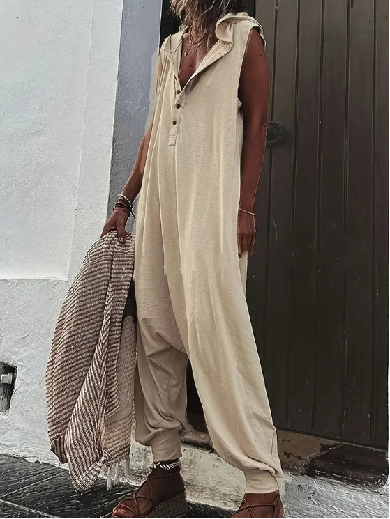 Women's Casual Hooded Jumpsuit