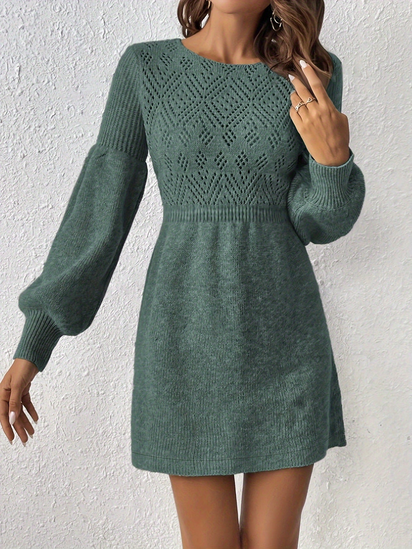 Women's Solid Color Long Sleeve Knit Dress