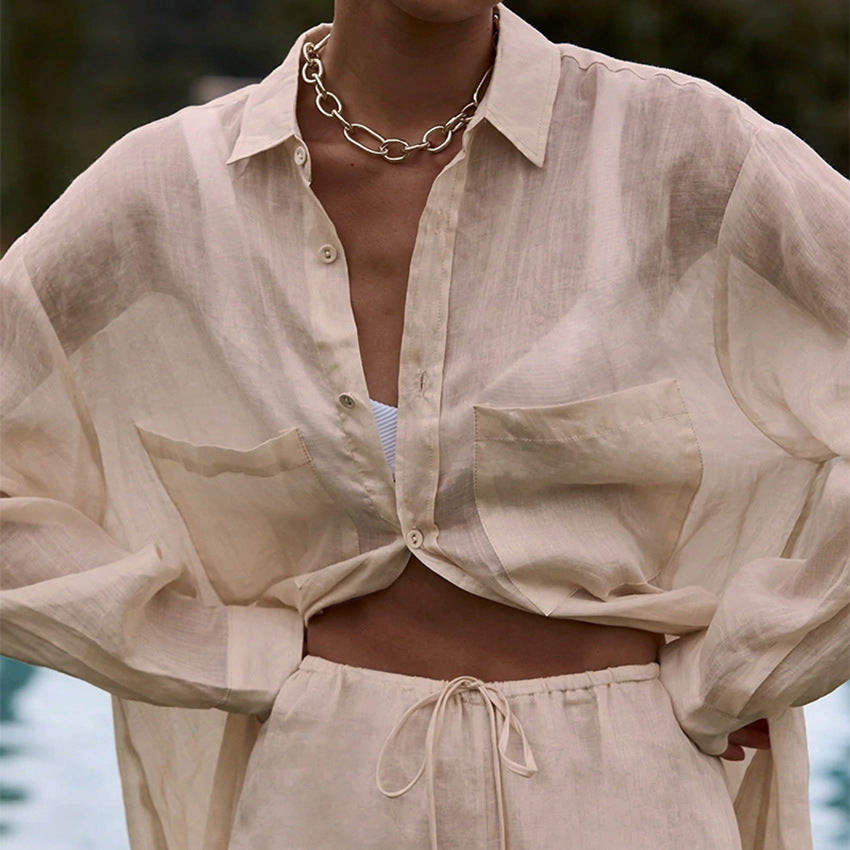 Women's Cotton Long Sleeve Shirt & Trousers Set