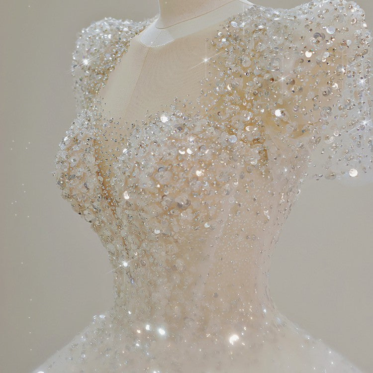 Traditional Wedding Gown with Large Train