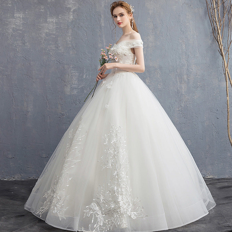 Traditional Wedding Dress with Quarter Length Lace Sleeves