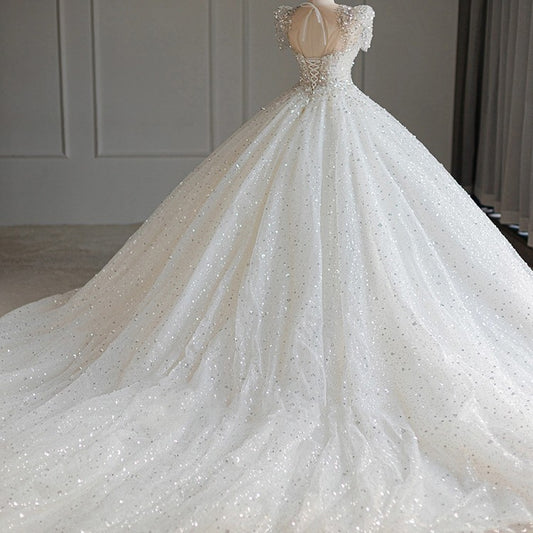 Traditional Wedding Gown with Large Train