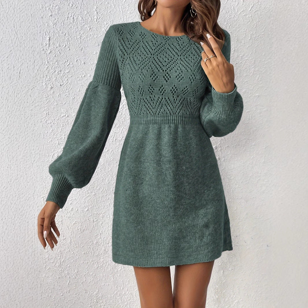 Women's Solid Color Long Sleeve Knit Dress