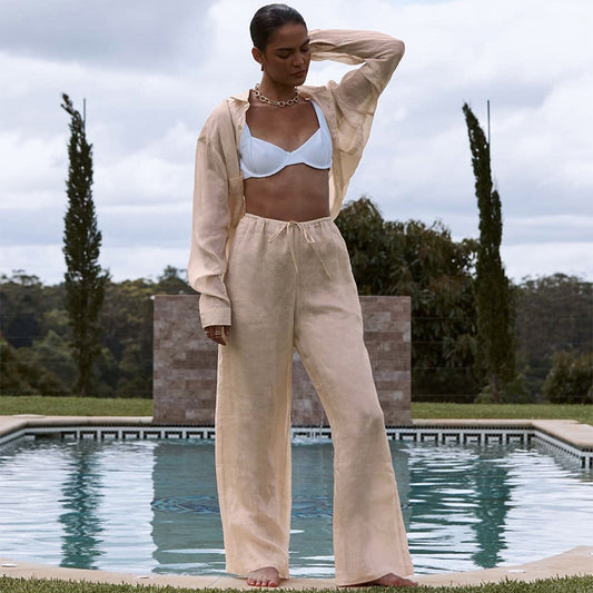 Women's Cotton Long Sleeve Shirt & Trousers Set