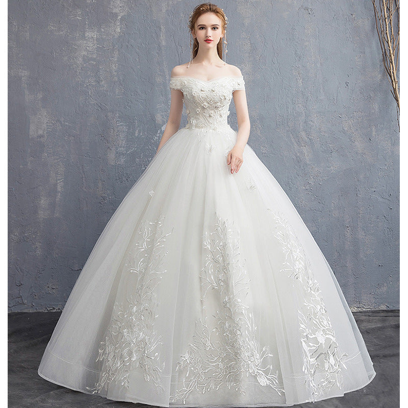 Traditional Wedding Dress with Quarter Length Lace Sleeves