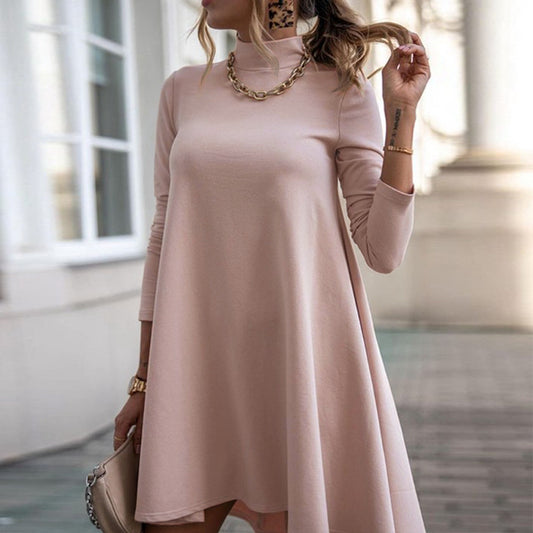 Women's Solid Color Long Sleeve Tent Dress