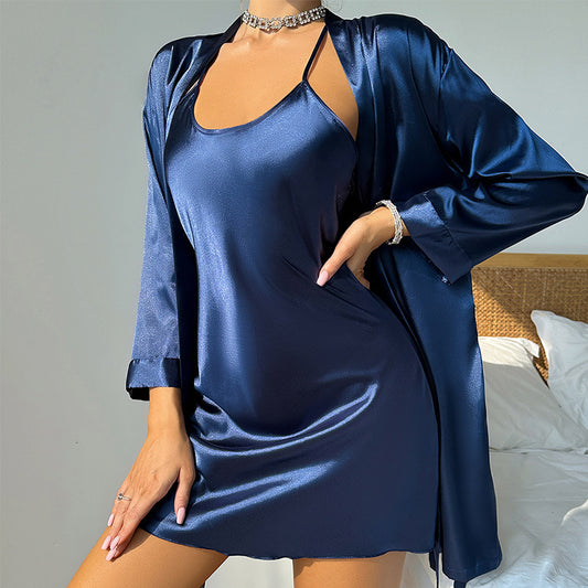 Women's Fashion Personality Silk Night Gown & Robe