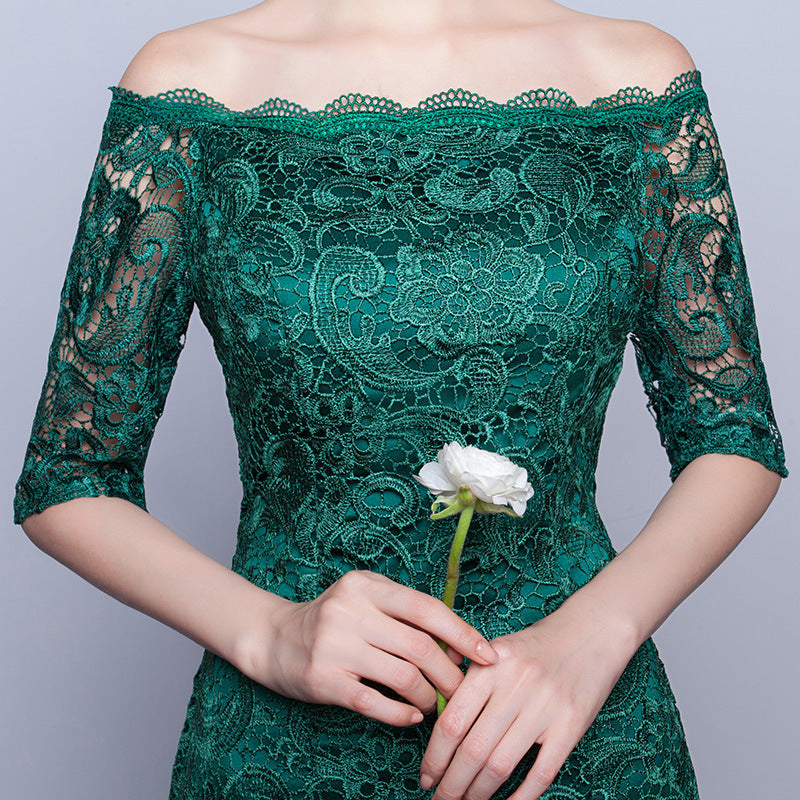 Women's Green Lacy Dinner Dress