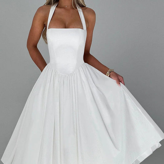 Marilyn Monroe White Backless Mid-length Dress