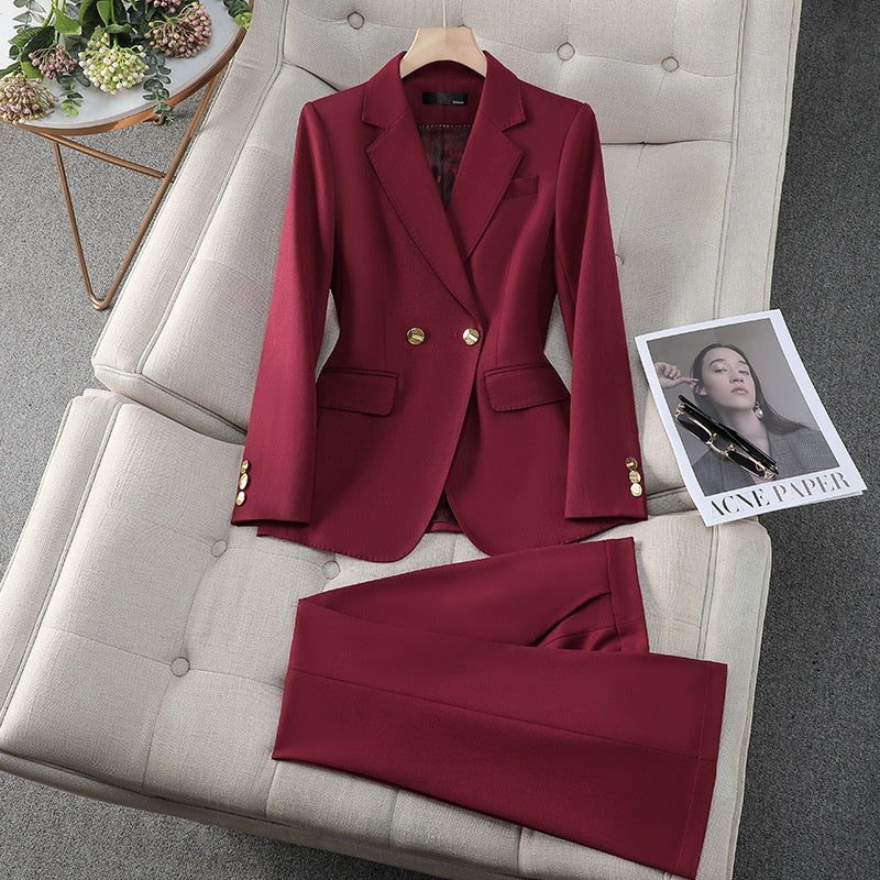 Women's Smart Classic Two Piece Tailored Blazer and Pants