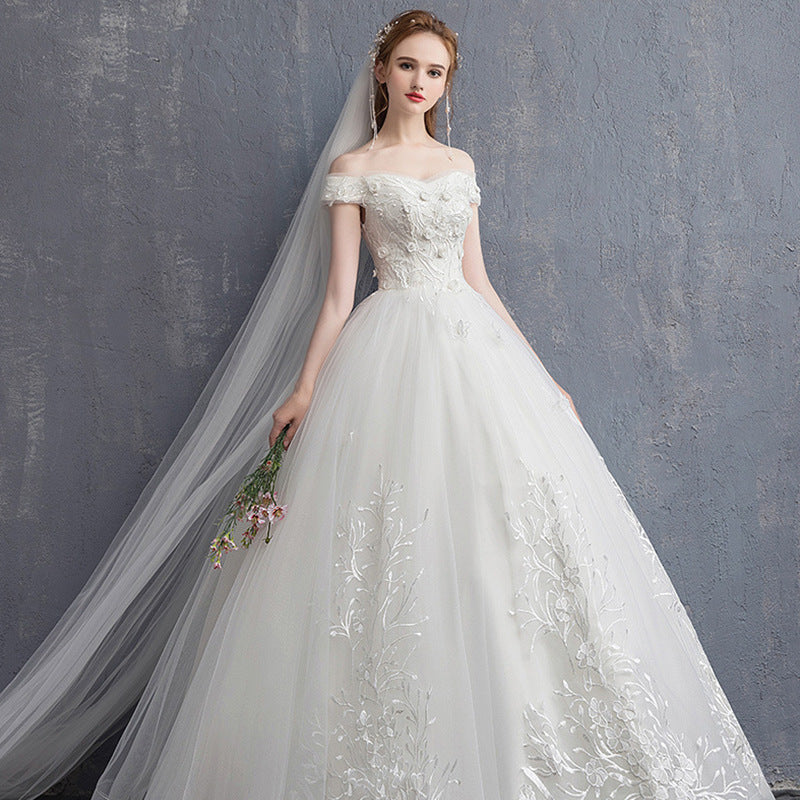 Traditional Wedding Dress with Quarter Length Lace Sleeves