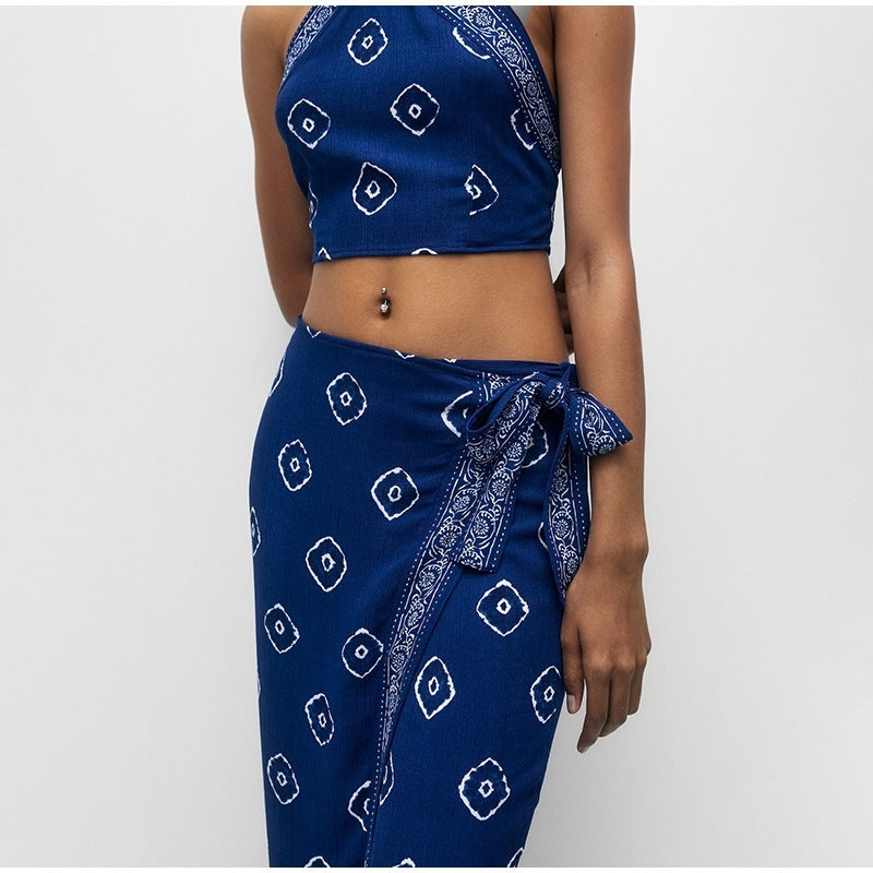 Women's Blue Bandana Three Piece Beach Set