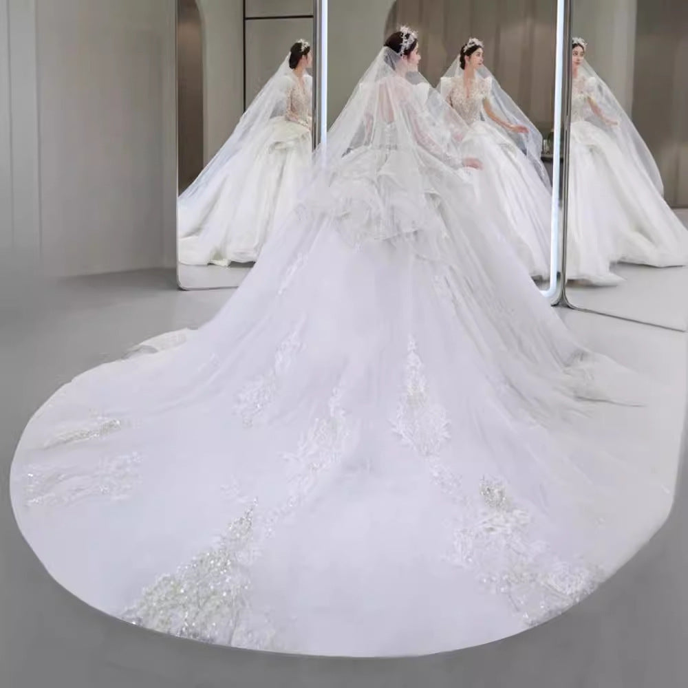 Beautiful Traditional Wedding Gown with Full Train