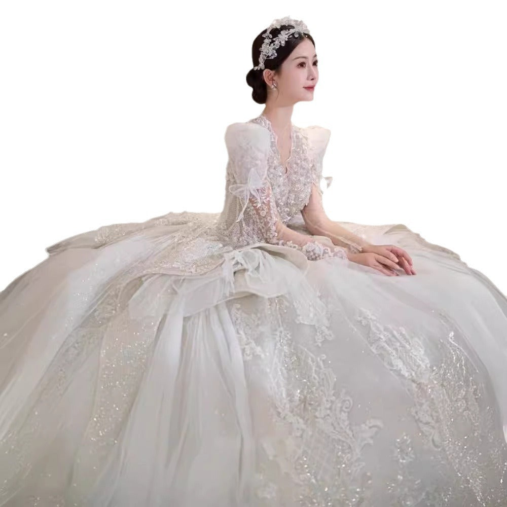 Beautiful Traditional Wedding Gown with Full Train