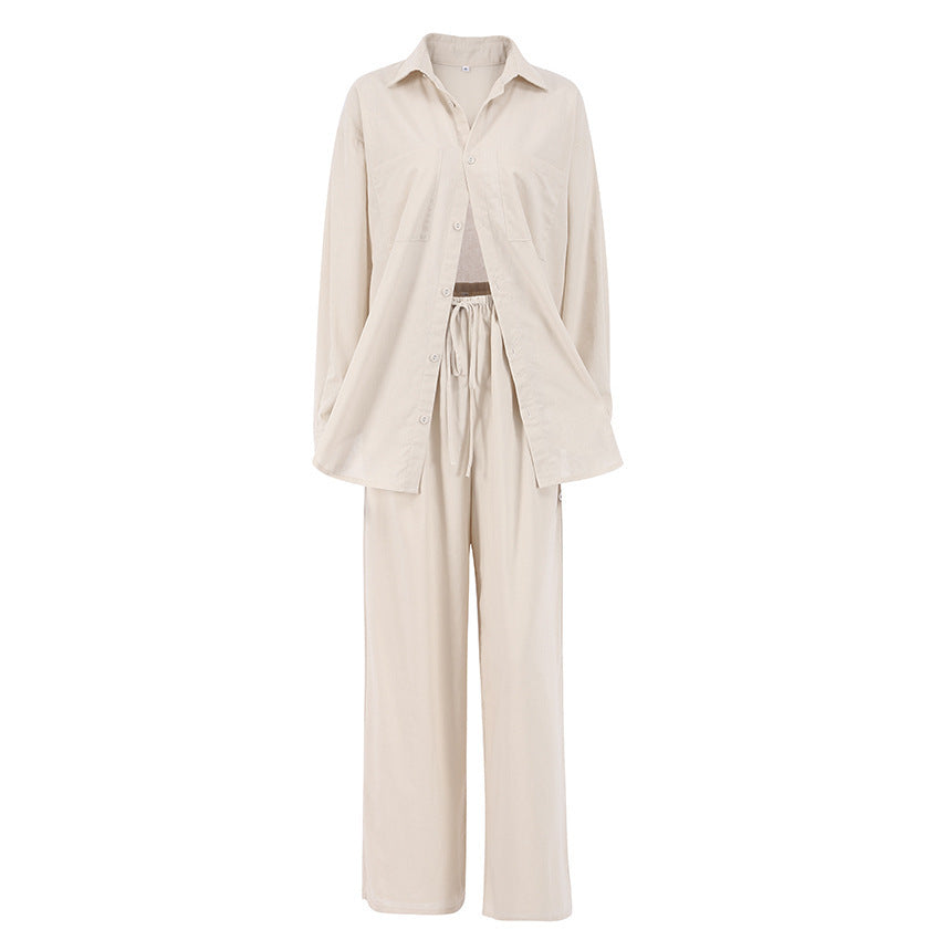 Women's Cotton Long Sleeve Shirt & Trousers Set