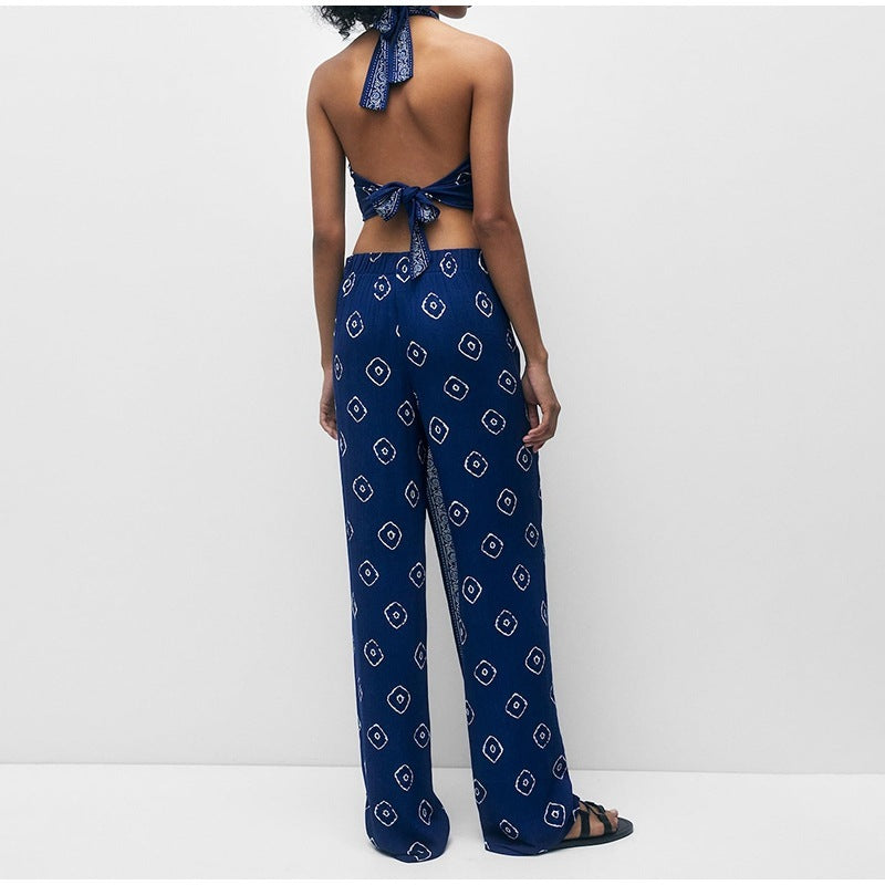 Women's Blue Bandana Three Piece Beach Set