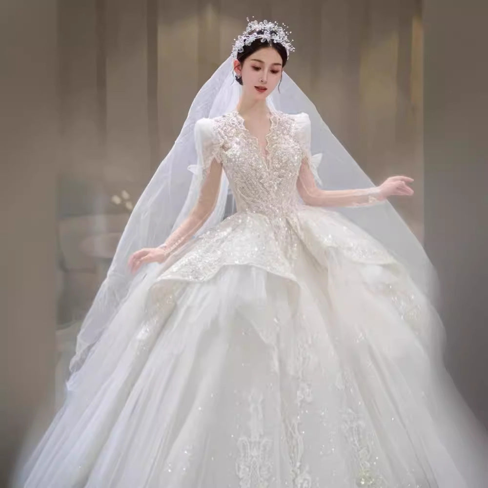 Beautiful Traditional Wedding Gown with Full Train