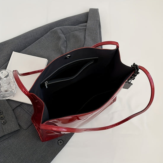 Luxury Commute Tote Glossy Spacious and Chic