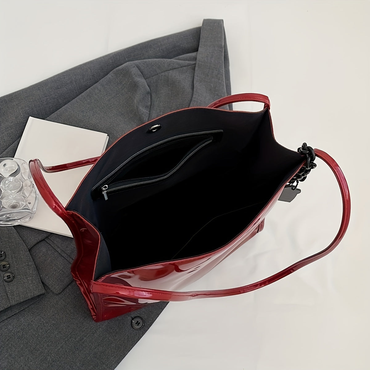 Luxury Commute Tote Glossy Spacious and Chic